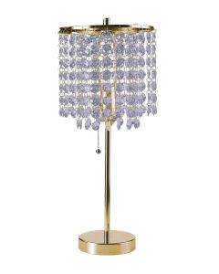 20" Gold Metal Bedside Table Lamp With Clear Drum Shade