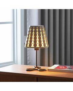 16" Black Bedside Table Lamp With Black And White Polka Dots Empire Shade