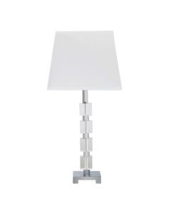 25" Crystal Geo Cubed Table Lamp With White Sharp Corner Square Tapered Shade