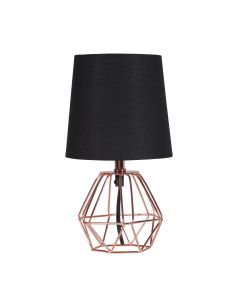 11" Copper Bedside Table Lamp With Black Empire Shade