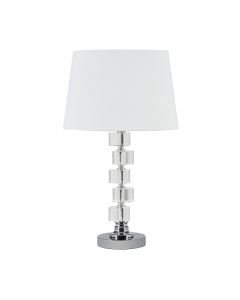 20" Silver Crystal Stacked Geo Cubes Table Lamp With White Classic Empire Shade