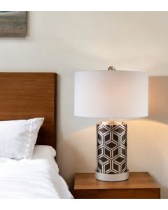 Deep Brown and Silver Geo Weave Table Lamp