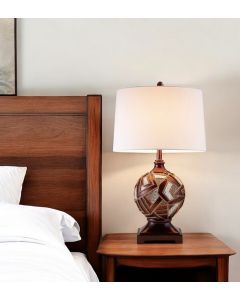 Brown Metallic Mosaic Design Table Lamp