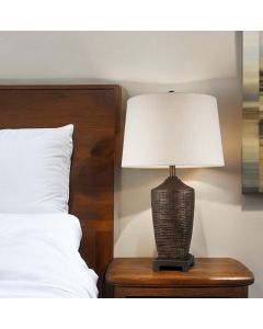 Fantastic Rustic Ribbed Bronze Table Lamp