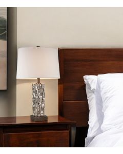 Silver Table Lamp with Abstract Mirror Design