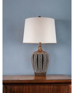 Primo Tall Brown Table Lamp with White Lamp Shade