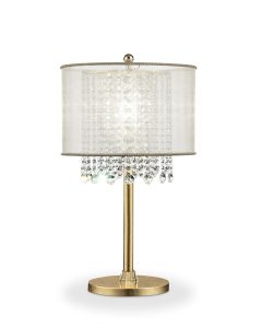30" Gold Metal Novelty Bedside With White Drum Shade