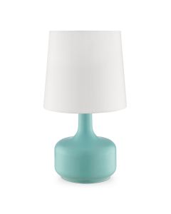 17" Blue Metal Bedside Table Lamp With White Shade