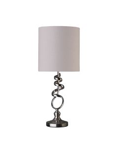 22" Nickel Bedside Table Lamp With Off White Drum Shade