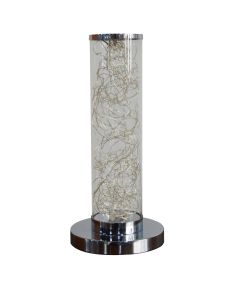 13" Silver Metal Column LED Rope Table Lamp With Clear