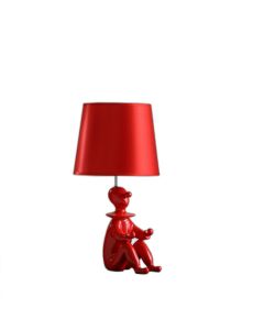 21" Red Bedside Table Lamp With Red Empire Shade