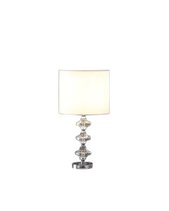 23" Silver Crystal Geometric Table Lamp With White Classic Drum Shade