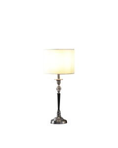 23" Black Chrome and Crystal Table Lamp With White Drum Shade