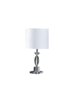 23" Silver Crystal Standard Table Lamp With White Classic Drum Shade Table Lamp