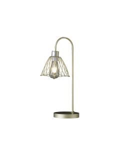 21" Gold Bedside Table Lamp With Gold Cage Shade