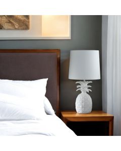 17" White Pineapple Table Lamp With White Empire Shade