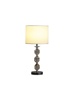 21" Silver Bedside Table Lamp With White Drum Shade