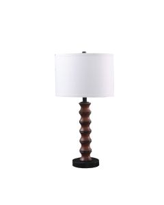 28" Dark Cherry Polyresin Indents Table Lamp With White Shade