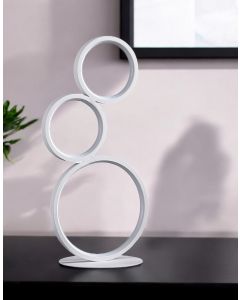 17" White Metal Three Light Round Table Lamp With White