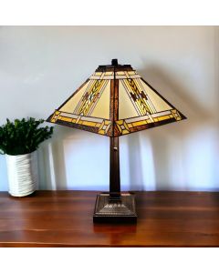 22" Dark Brown Metal Two Light Candlestick Table Lamp With Beige Shade